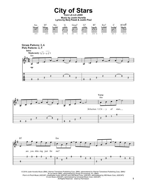 city of stars guitar chords